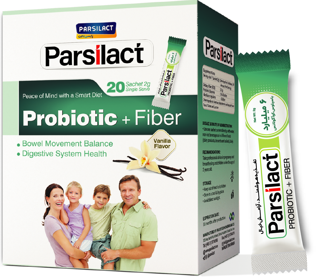 پودر فیبر پروبیوتیک وانیلی پارسی لاکت بسته 20 عددی